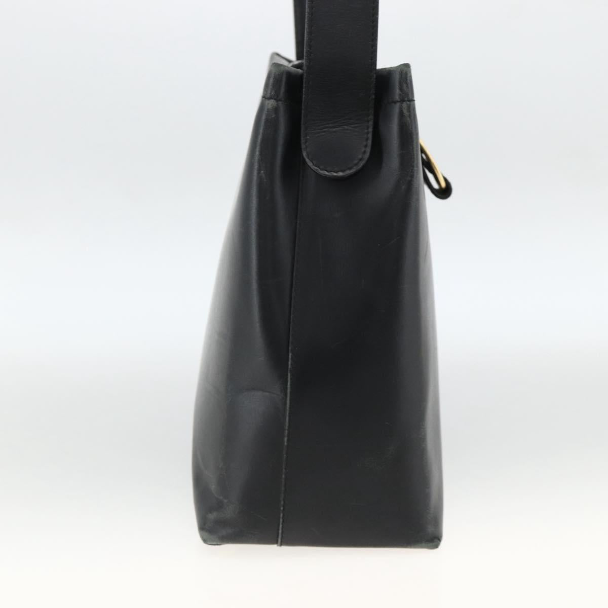 Salvatore Ferragamo Vala Shoulder Bag Leather Black Gold Auth gh1917