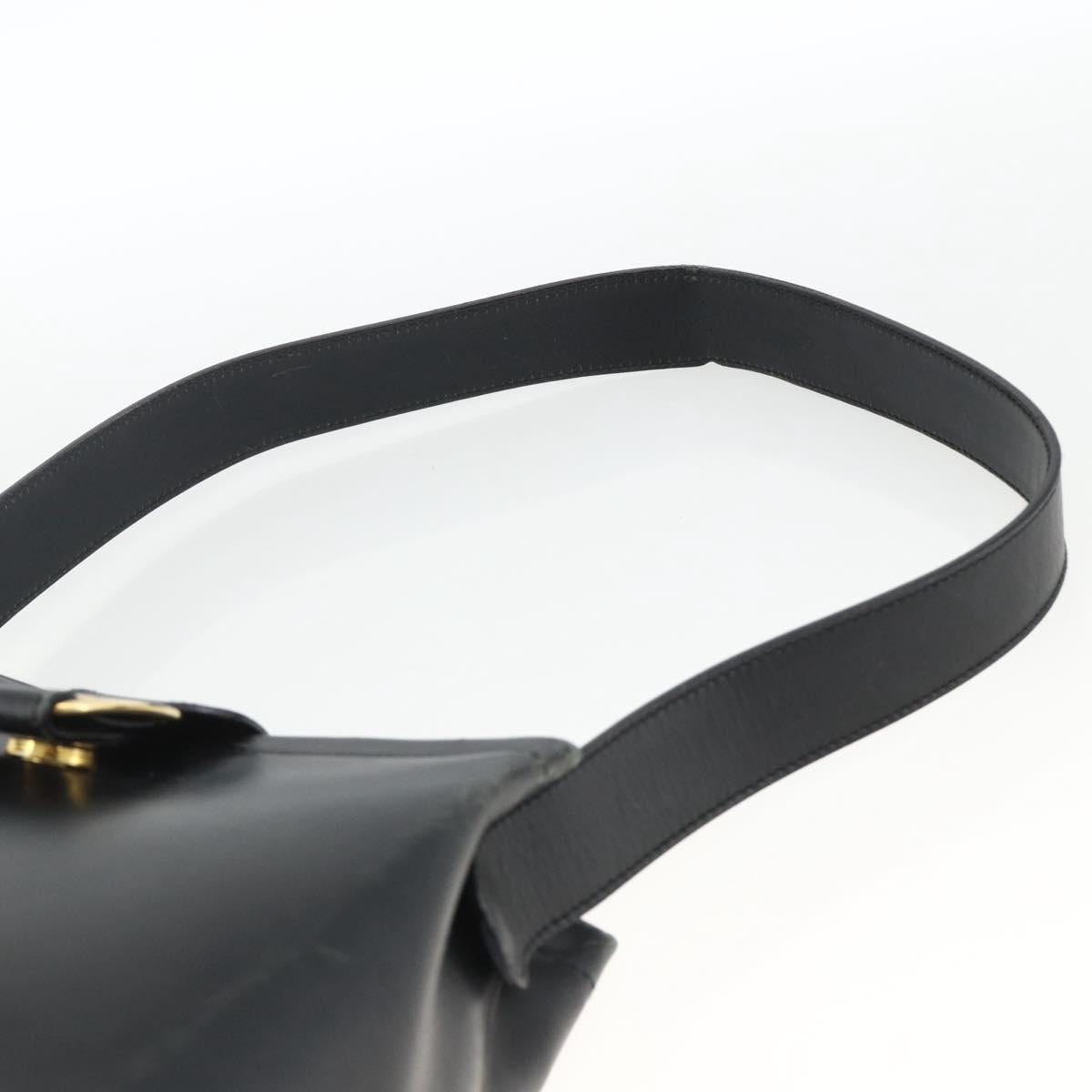 Salvatore Ferragamo Vala Shoulder Bag Leather Black Gold Auth gh1917