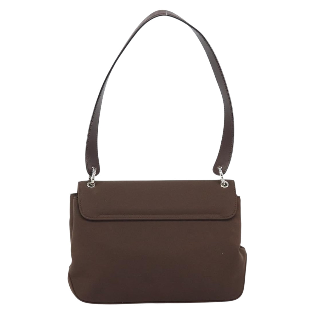 Salvatore Ferragamo Vala Shoulder Bag Nylon Brown Silver Auth gh1918
