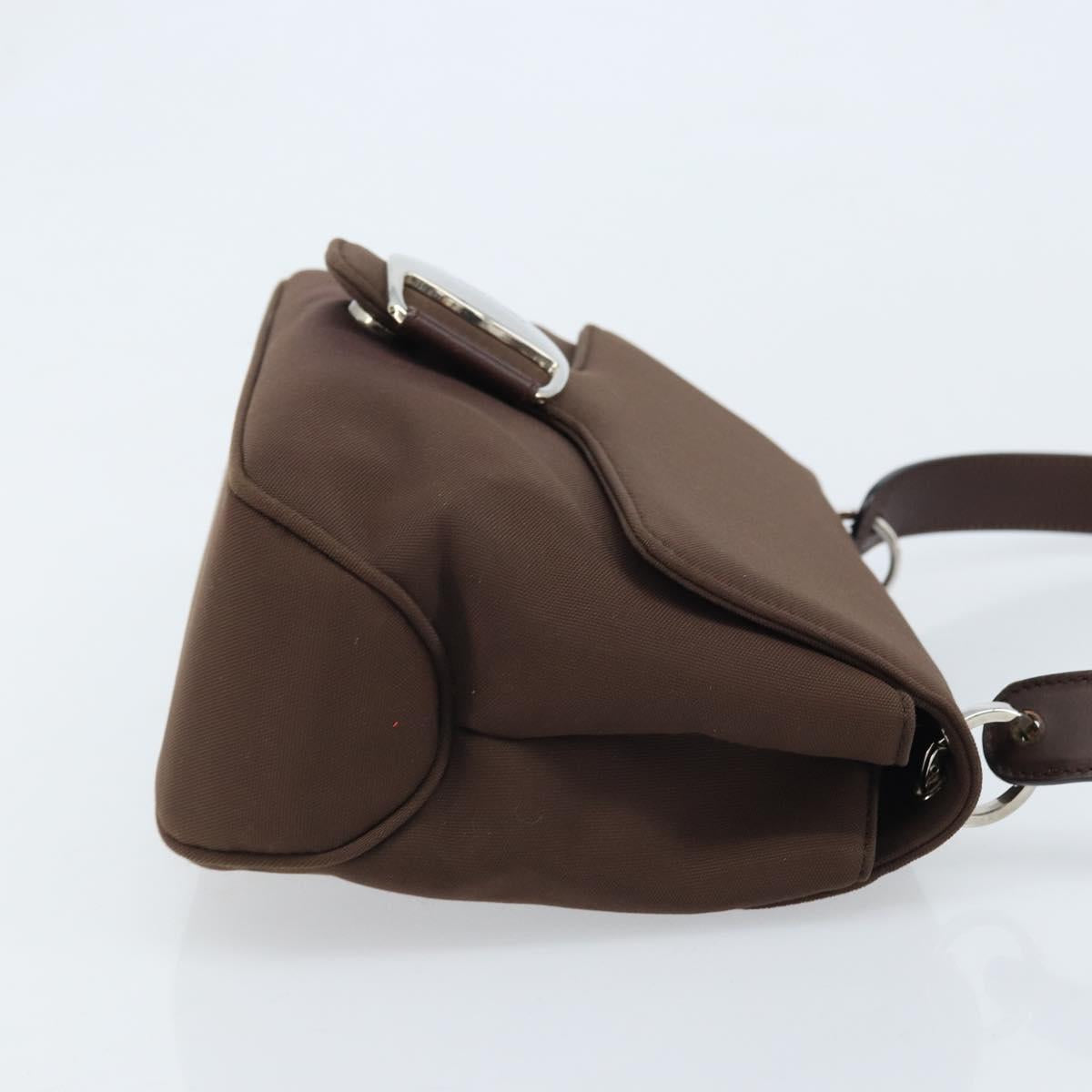 Salvatore Ferragamo Vala Shoulder Bag Nylon Brown Silver Auth gh1918