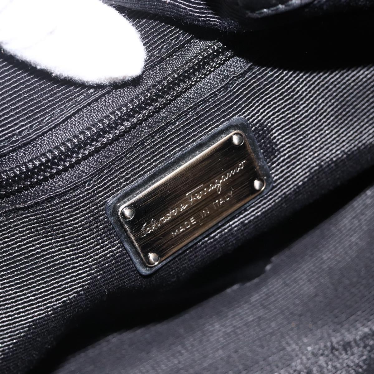 Salvatore Ferragamo Vala Hand Bag Nylon Black Silver Auth gh1920
