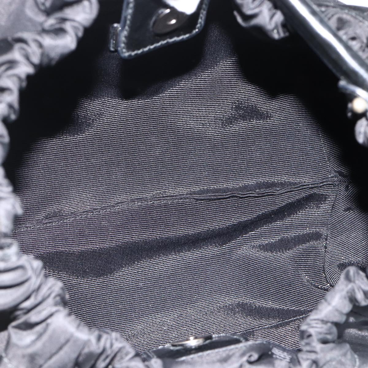 Salvatore Ferragamo Vala Hand Bag Nylon Black Silver Auth gh1920