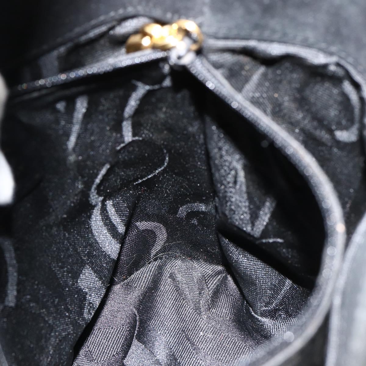 Salvatore Ferragamo Vala Hand Bag Suede Black Gold Auth gh1926