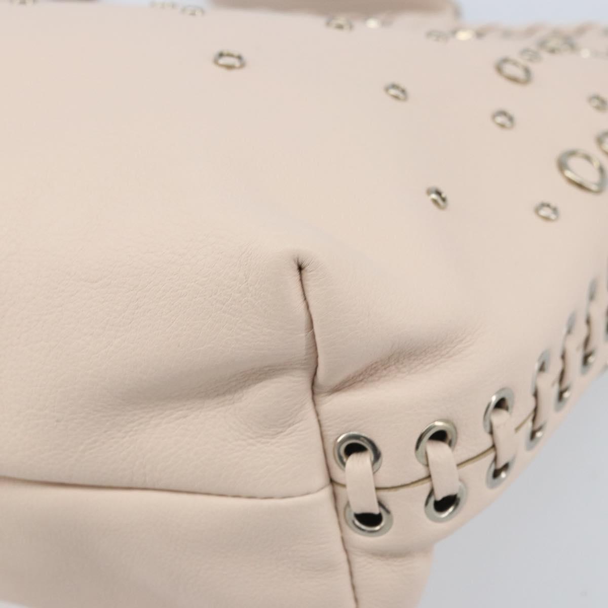 Salvatore Ferragamo Gancini Hand Bag Leather Pink Silver Auth gh1927