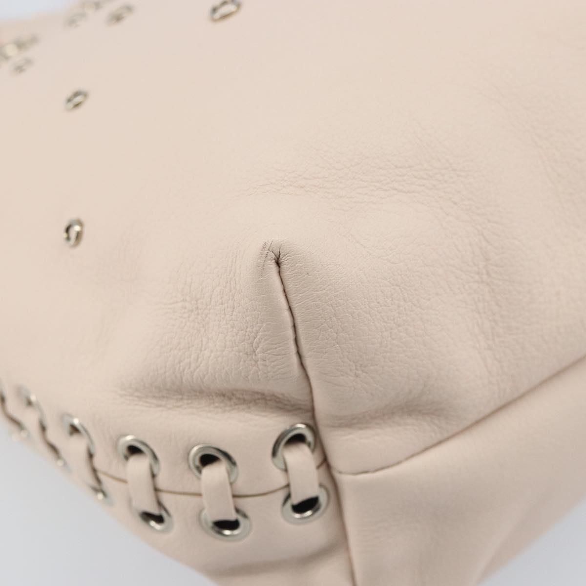Salvatore Ferragamo Gancini Hand Bag Leather Pink Silver Auth gh1927
