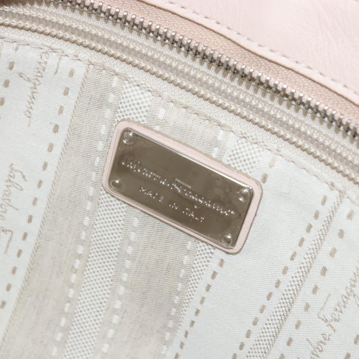 Salvatore Ferragamo Gancini Hand Bag Leather Pink Silver Auth gh1927