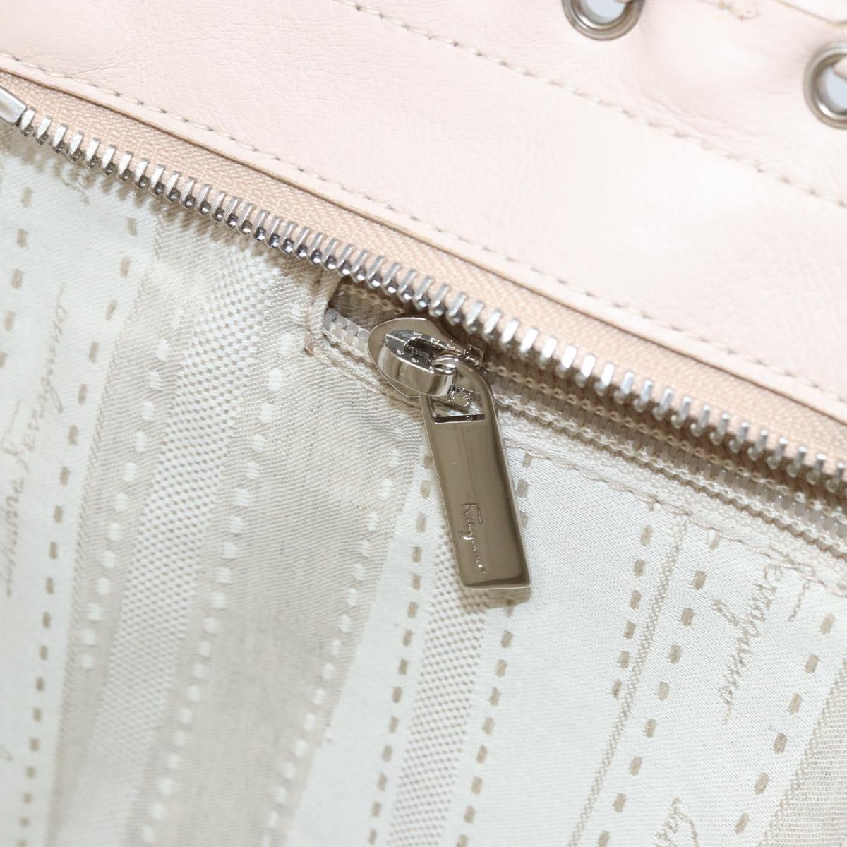 Salvatore Ferragamo Gancini Hand Bag Leather Pink Silver Auth gh1927