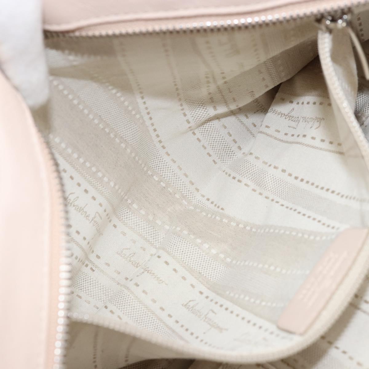 Salvatore Ferragamo Gancini Hand Bag Leather Pink Silver Auth gh1927