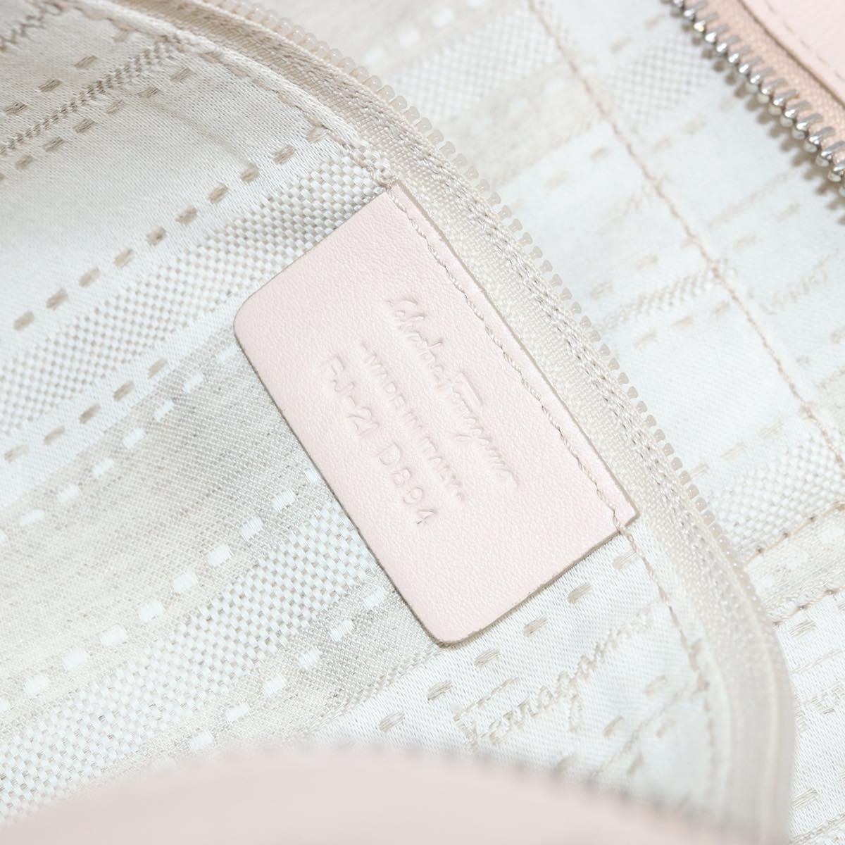 Salvatore Ferragamo Gancini Hand Bag Leather Pink Silver Auth gh1927