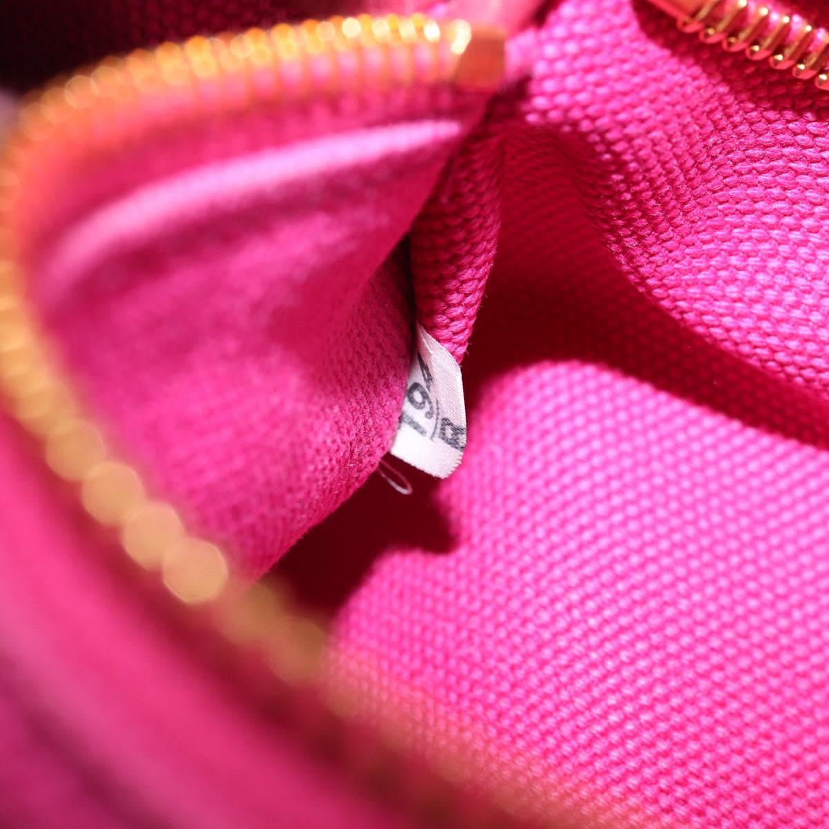 PRADA Canapa S Hand Bag Canvas Pink Gold Auth gh1928