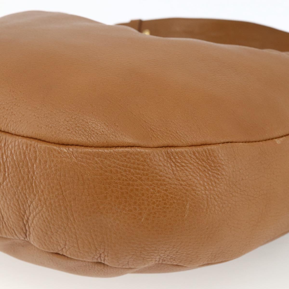 Salvatore Ferragamo Gancini Shoulder Bag Leather Brown Gold Auth gh1932