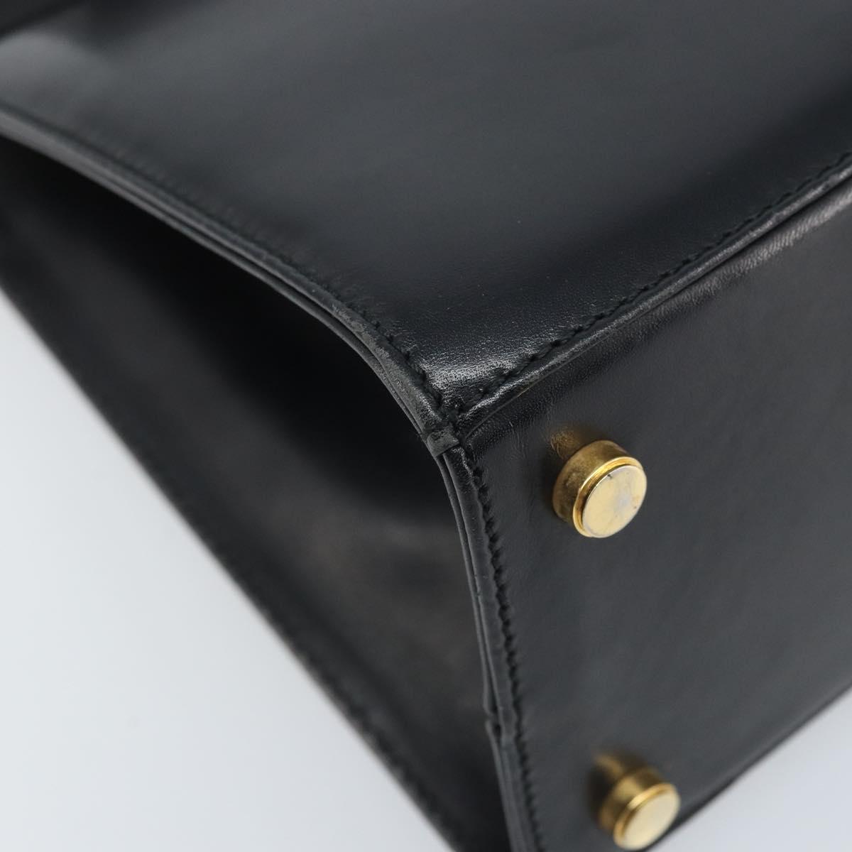 Salvatore Ferragamo Vala Hand Bag Leather Black Gold Auth gh1933