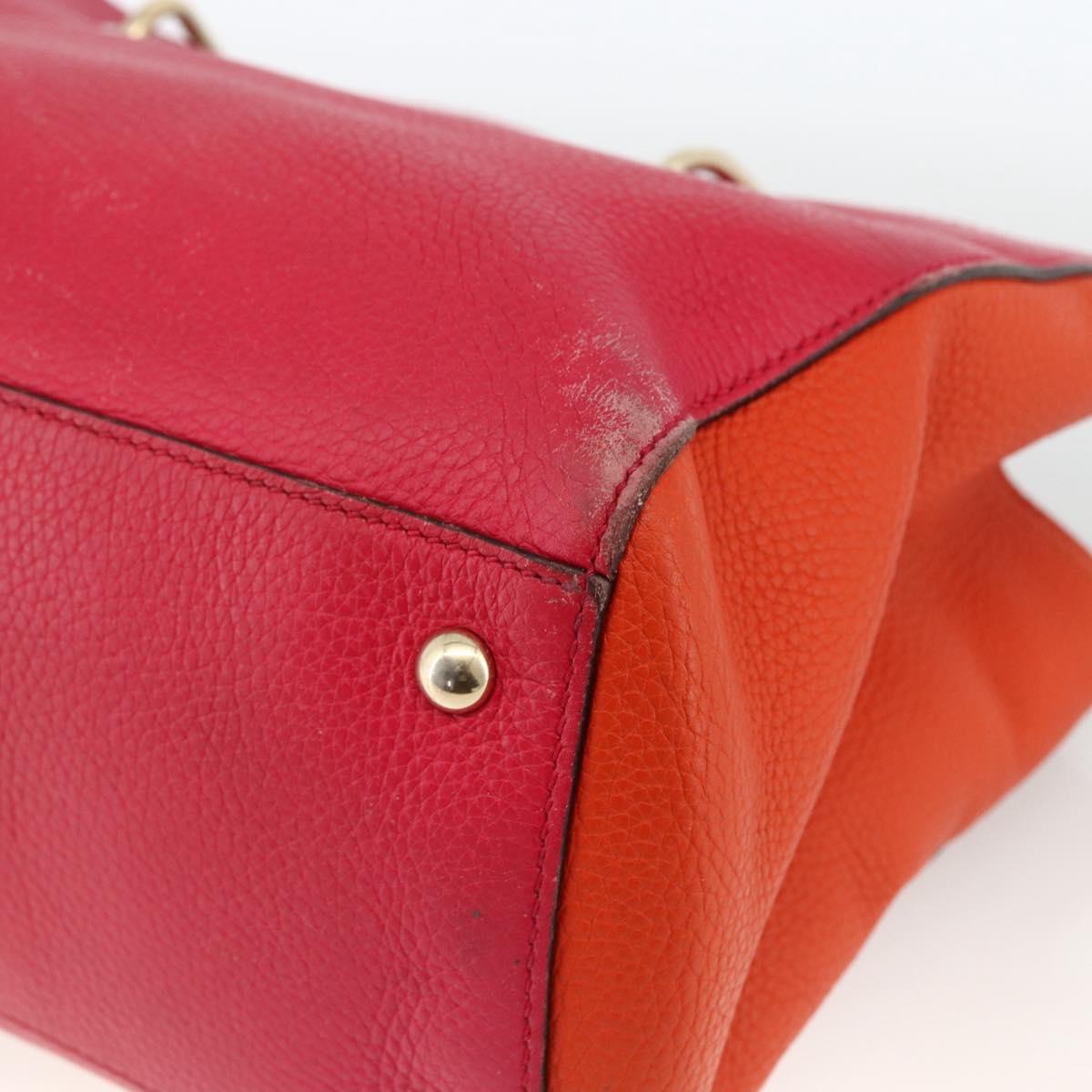 GUCCI Bamboo Hand Bag Leather Pink Gold 323660 Auth gh1935