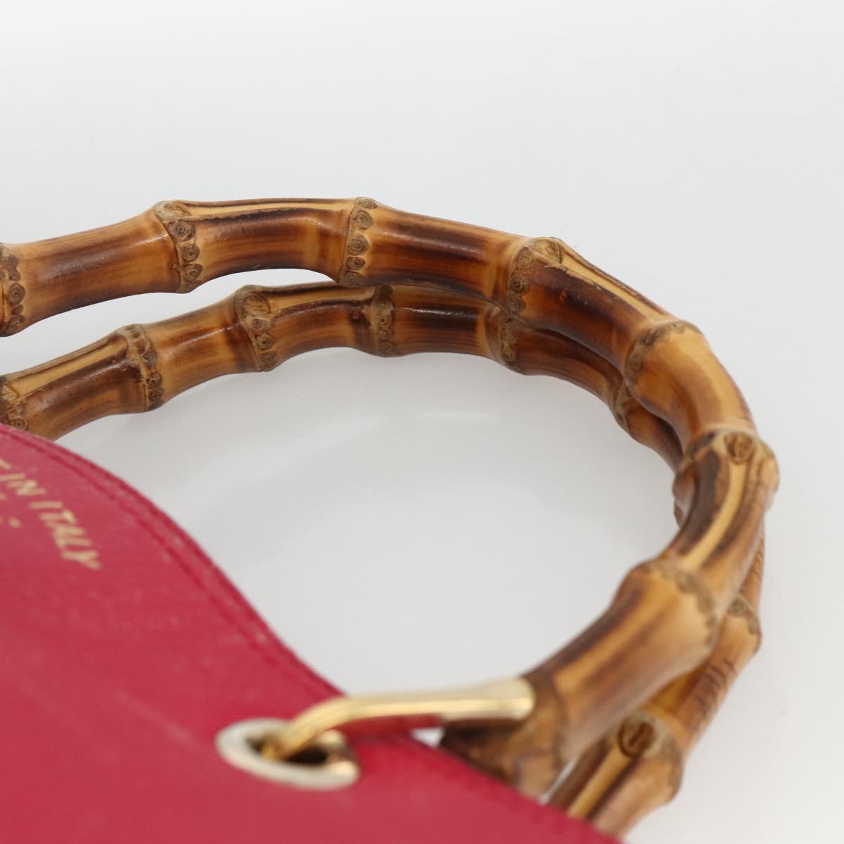 GUCCI Bamboo Hand Bag Leather Pink Gold 323660 Auth gh1935