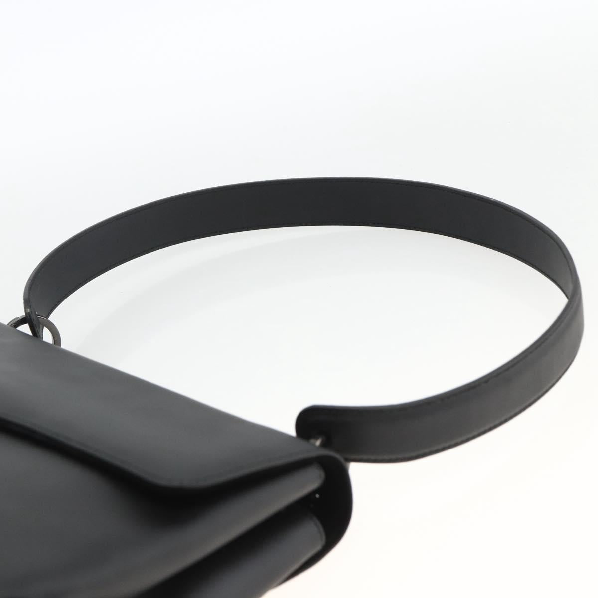 Salvatore Ferragamo Vala Shoulder Bag PVC Canvas Black Silver Auth gh1939
