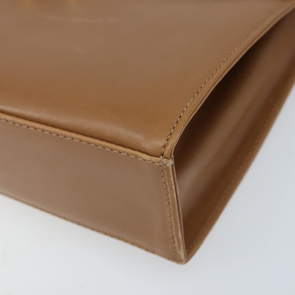 Salvatore Ferragamo Gancini Shoulder Bag Leather Brown Gold Auth gh1940