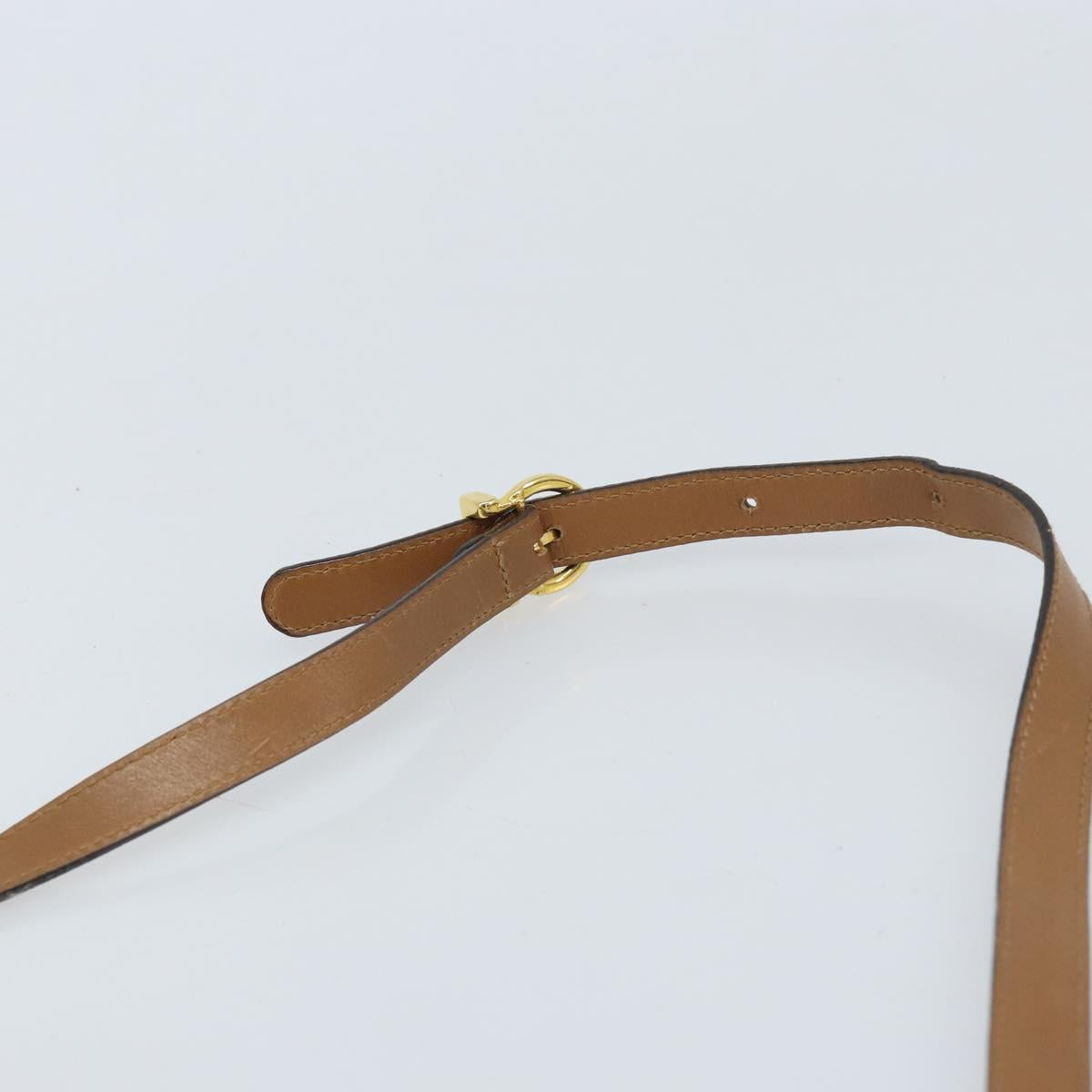 Salvatore Ferragamo Gancini Shoulder Bag Leather Brown Gold Auth gh1940