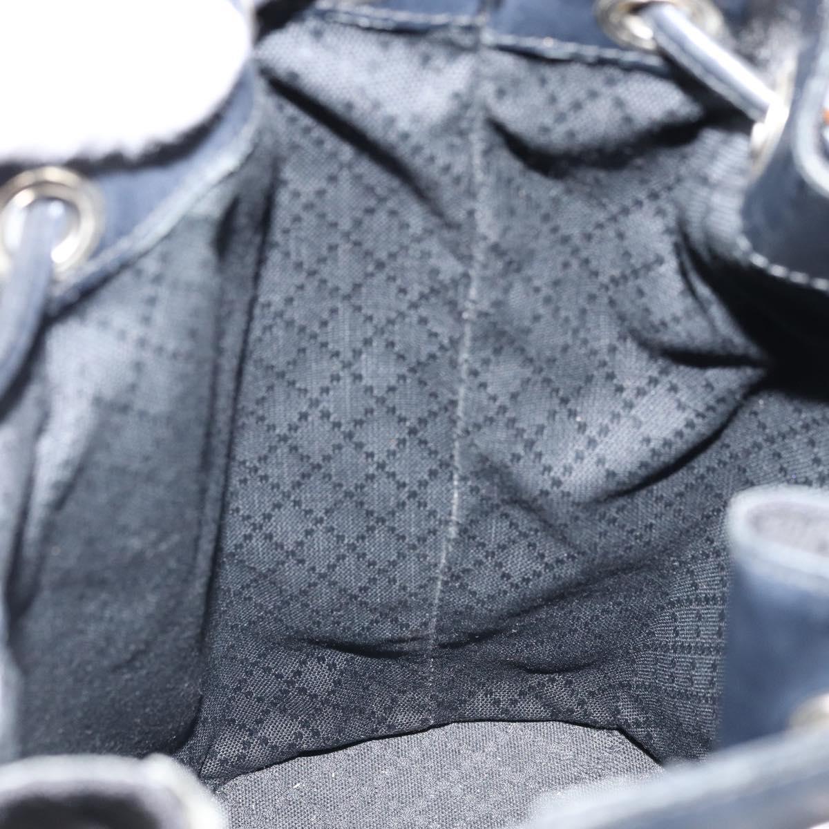 GUCCI Bamboo Hand Bag Nylon Black Silver 001 2855 1657 Auth gh1942
