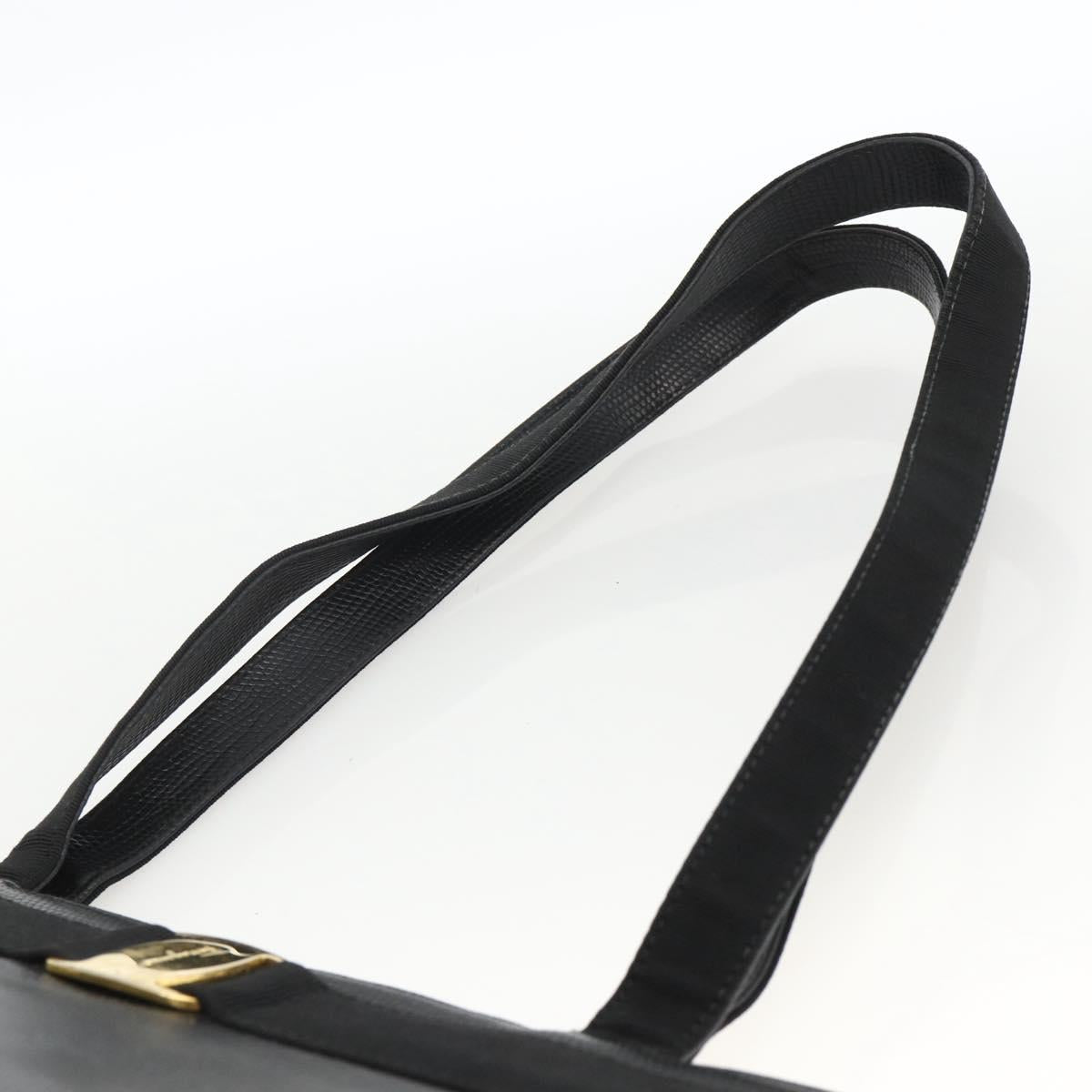 Salvatore Ferragamo Vala Tote Bag Leather Black Gold Auth gh1943