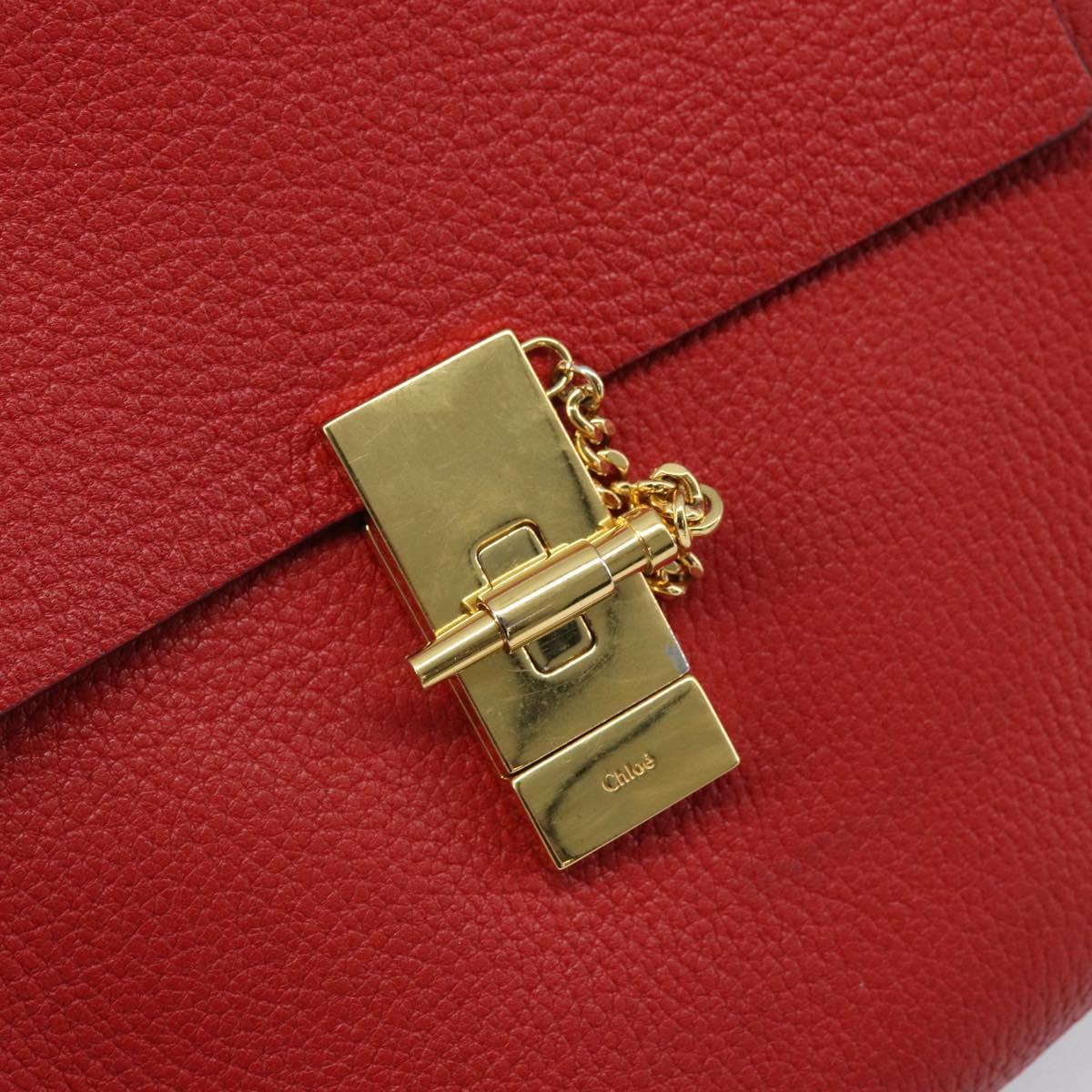 Chloe Chain Shoulder Bag Leather Red Gold Auth gh1944
