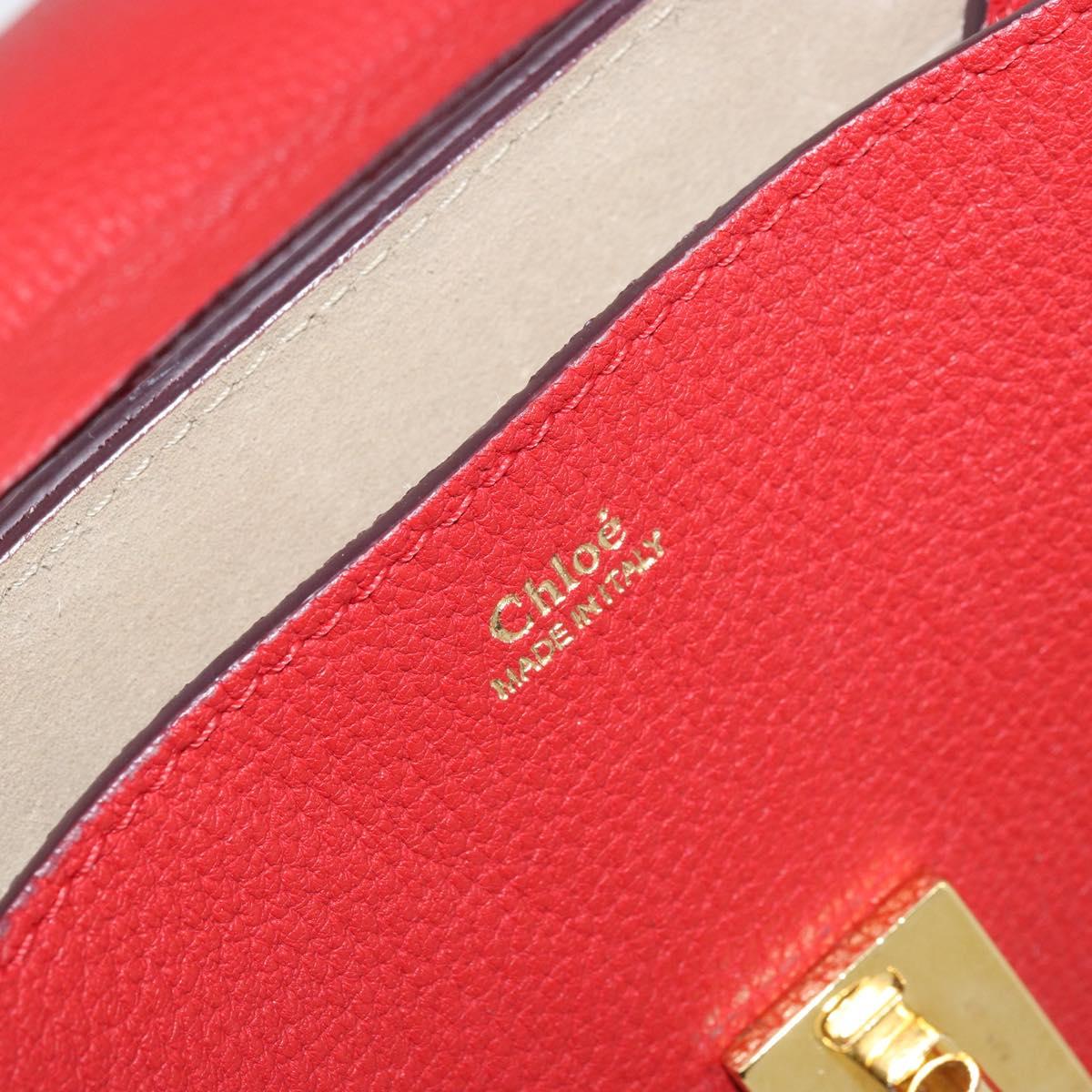 Chloe Chain Shoulder Bag Leather Red Gold Auth gh1944