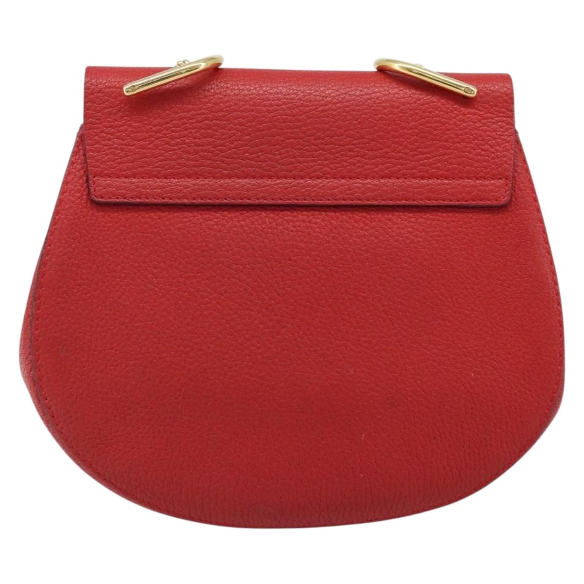 Chloe Chain Shoulder Bag Leather Red Gold Auth gh1944