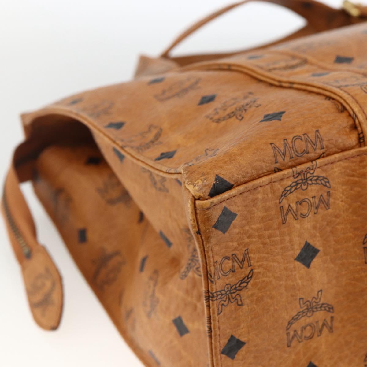 MCM Logogram Vicetos Shoulder Bag PVC Brown Gold Auth gh1945