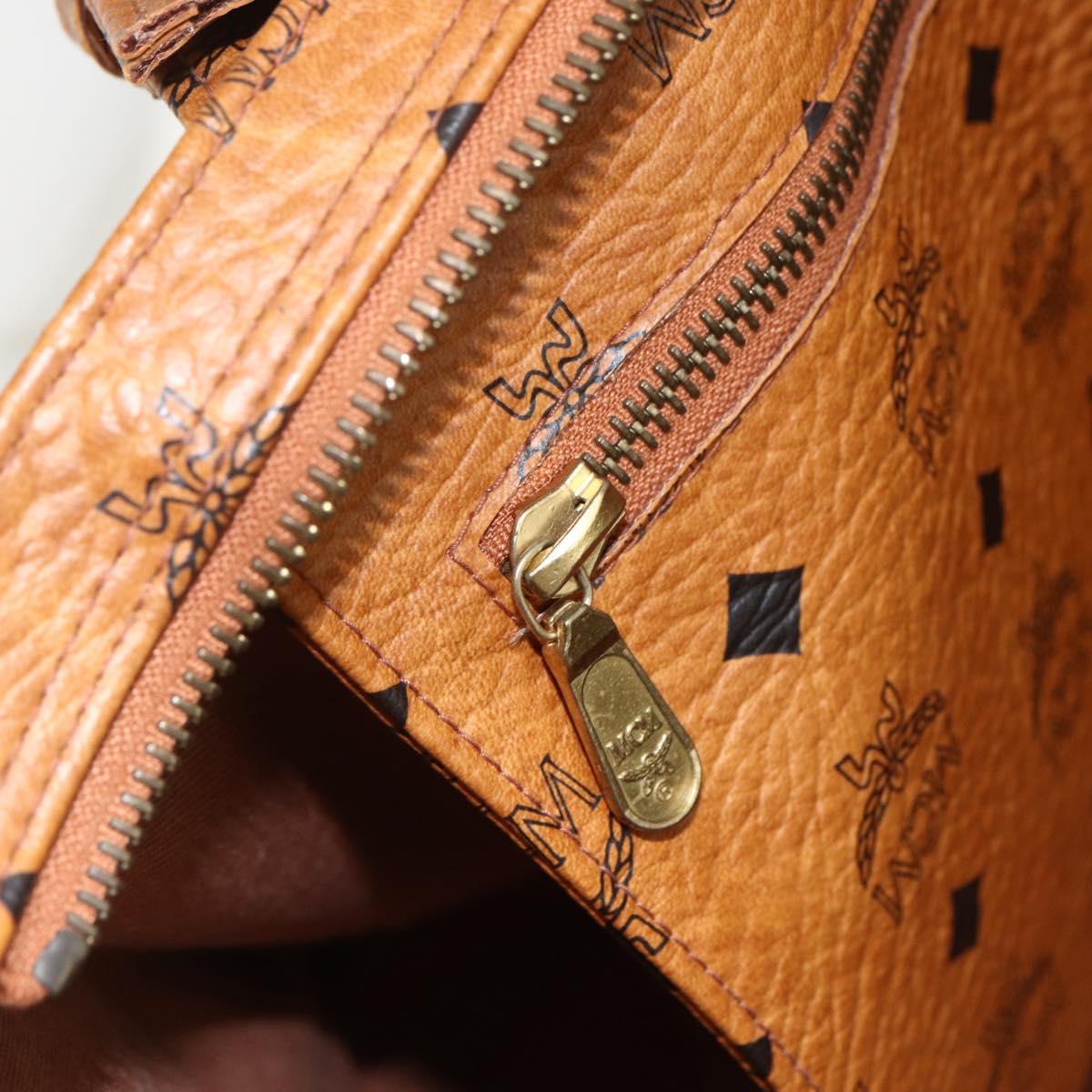 MCM Logogram Vicetos Shoulder Bag PVC Brown Gold Auth gh1945