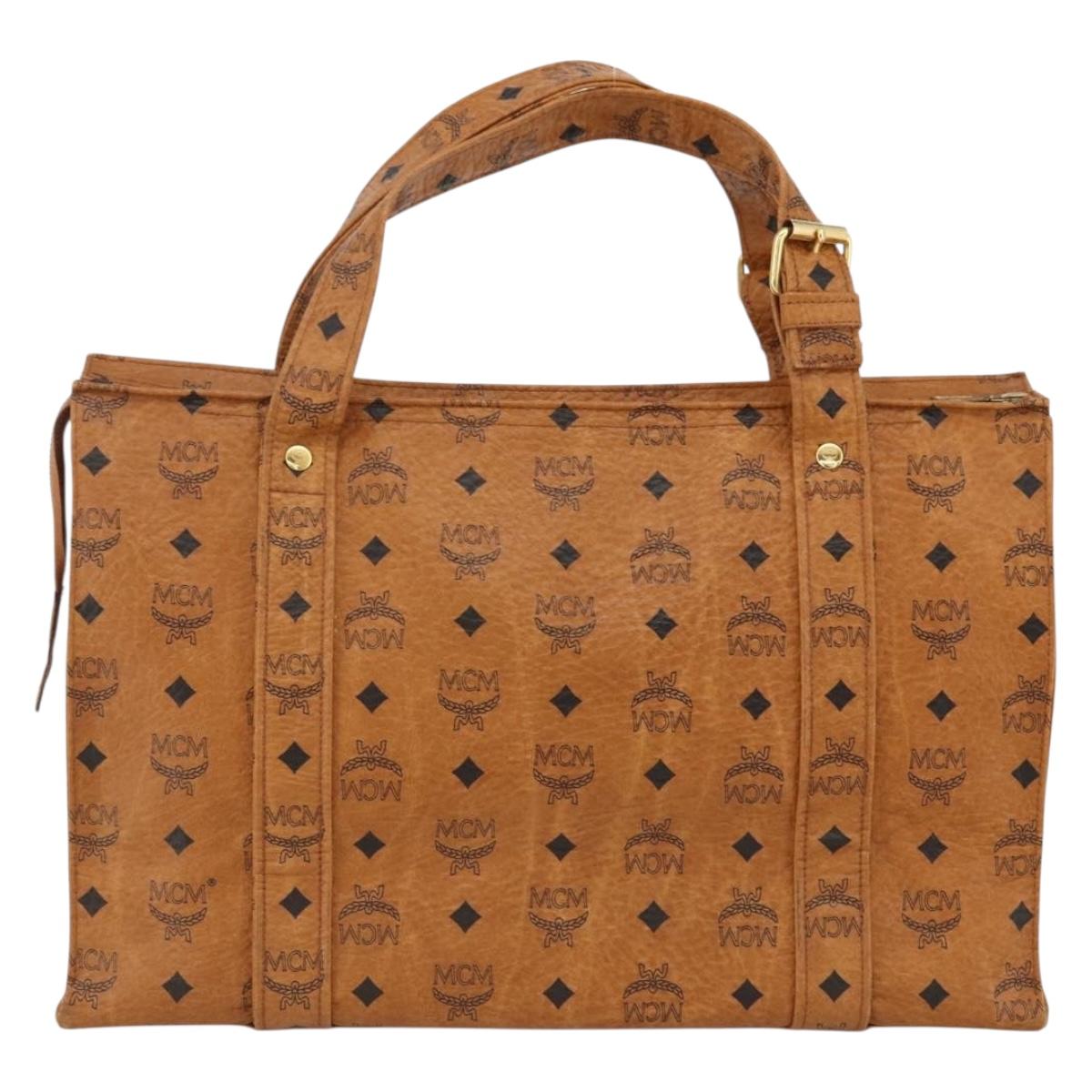 MCM Logogram Vicetos Shoulder Bag PVC Brown Gold Auth gh1945