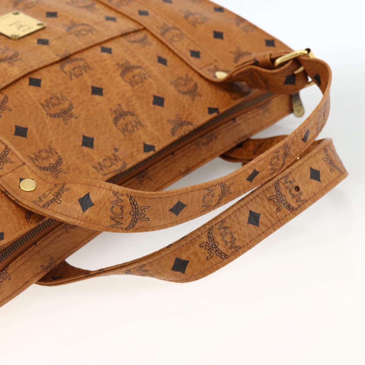 MCM Logogram Vicetos Shoulder Bag PVC Brown Gold Auth gh1945