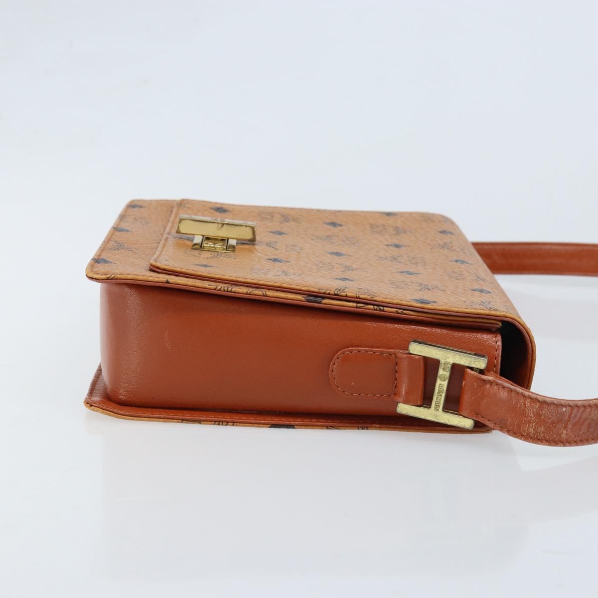 MCM Vicetos Logogram Shoulder Bag PVC Leather Brown Gold Auth gh1946