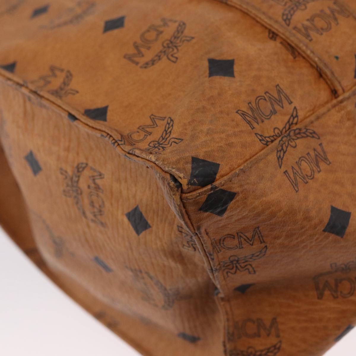 MCM Vicetos Logogram Tote Bag PVC Leather Brown Gold Auth gh1947