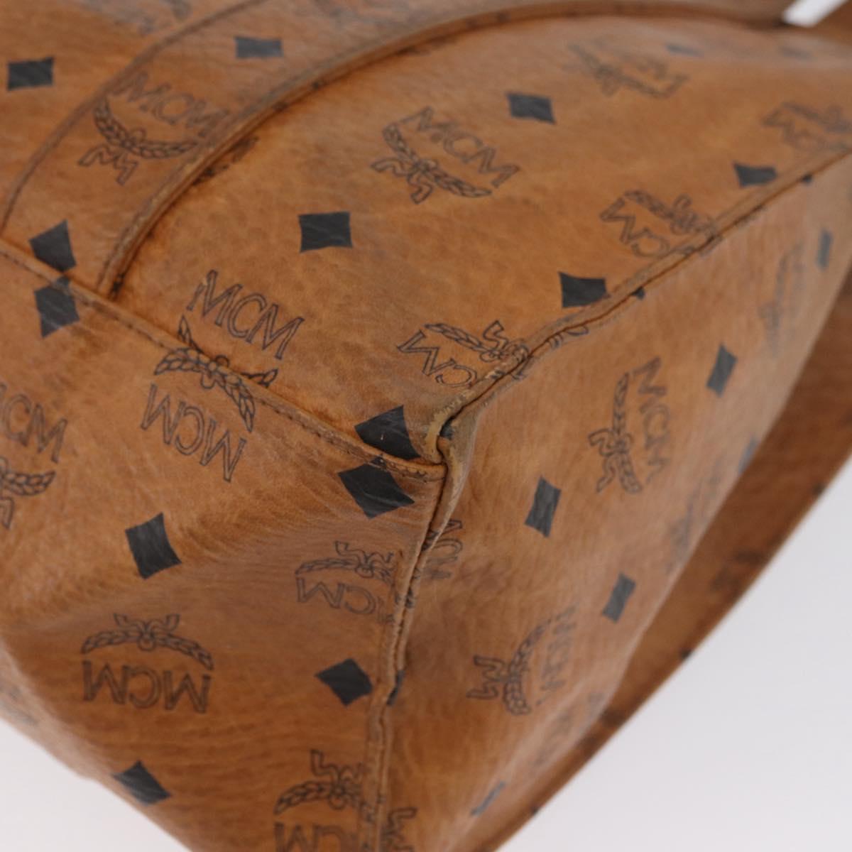 MCM Vicetos Logogram Tote Bag PVC Leather Brown Gold Auth gh1947
