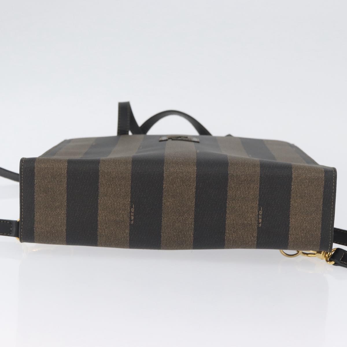FENDI Pecan Canvas Hand Bag PVC 2way Black Brown Auth gh1950A