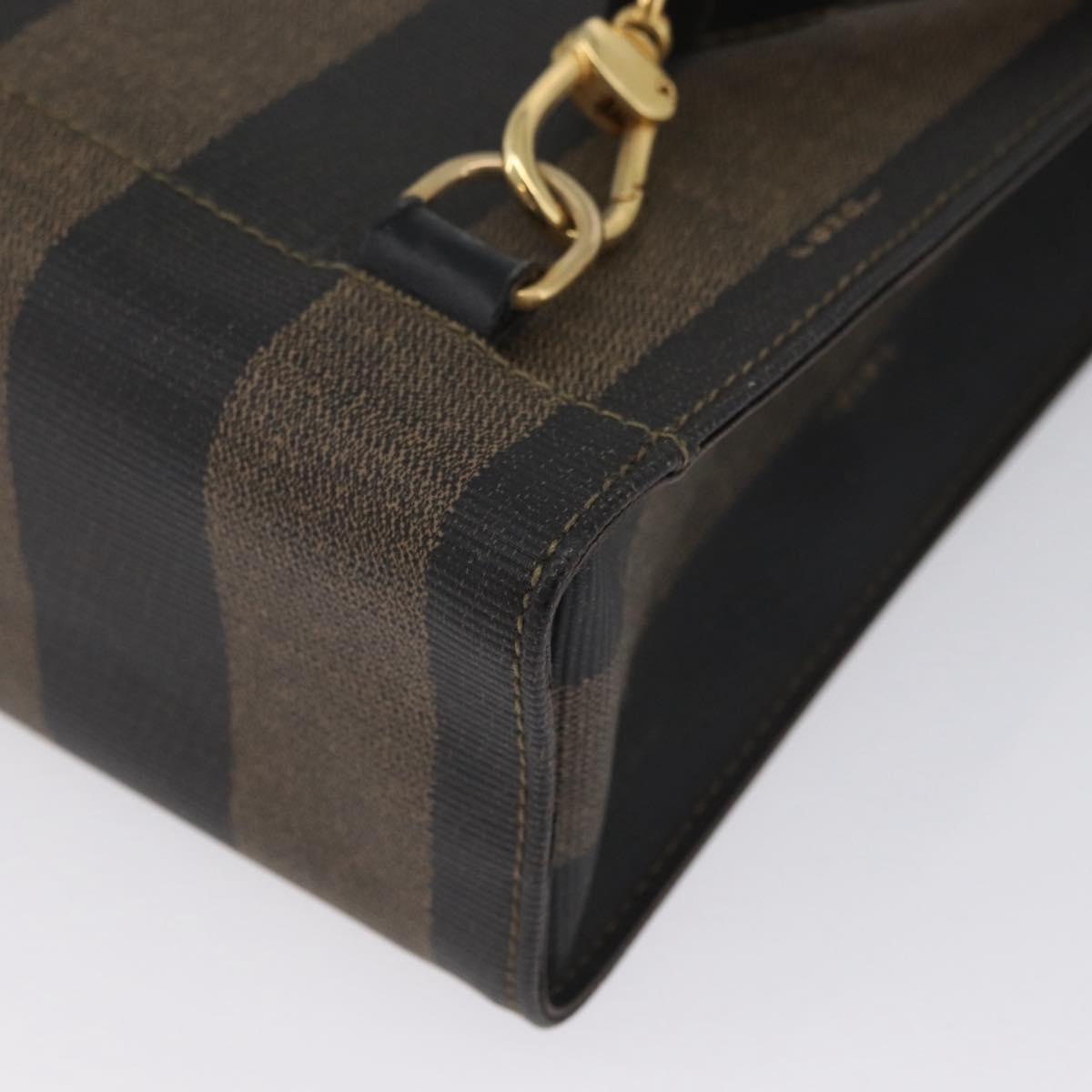 FENDI Pecan Canvas Hand Bag PVC 2way Black Brown Auth gh1950A