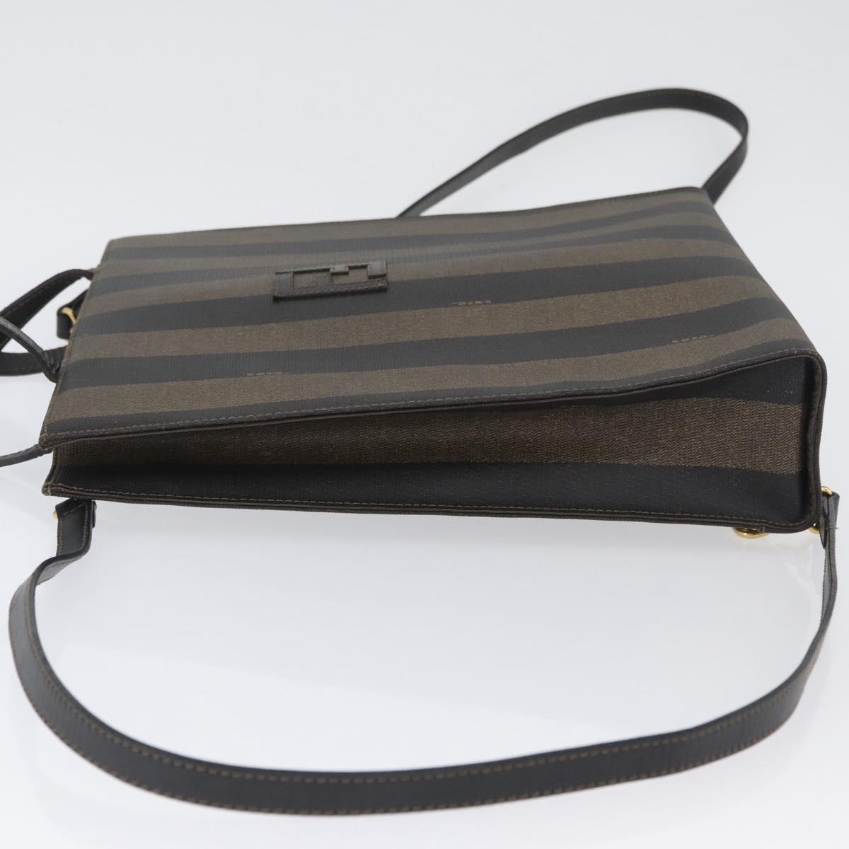 FENDI Pecan Canvas Hand Bag PVC 2way Black Brown Auth gh1950A