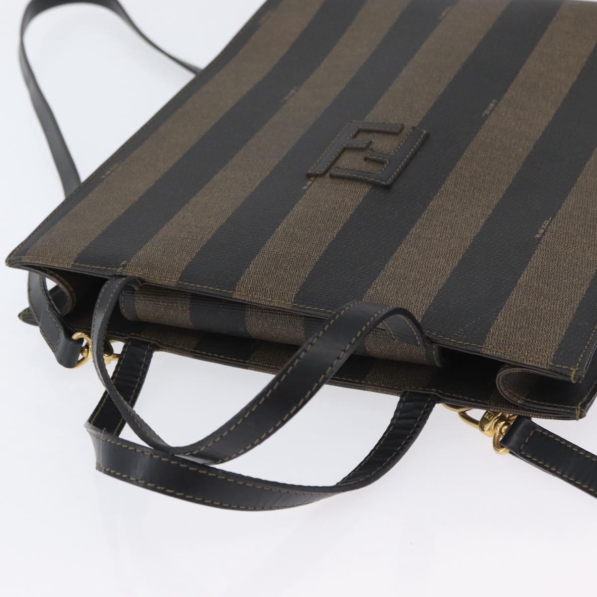 FENDI Pecan Canvas Hand Bag PVC 2way Black Brown Auth gh1950A