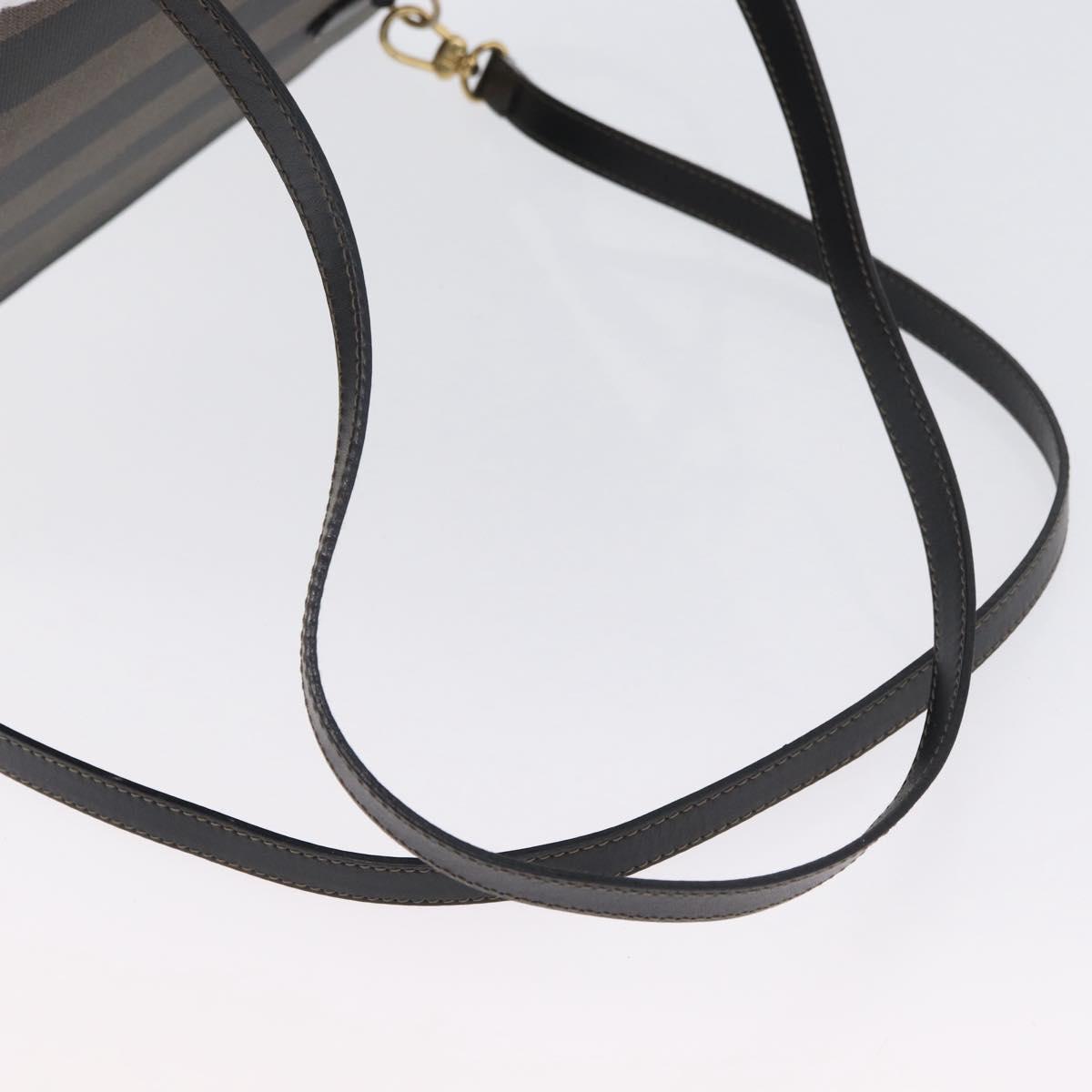 FENDI Pecan Canvas Hand Bag PVC 2way Black Brown Auth gh1950A