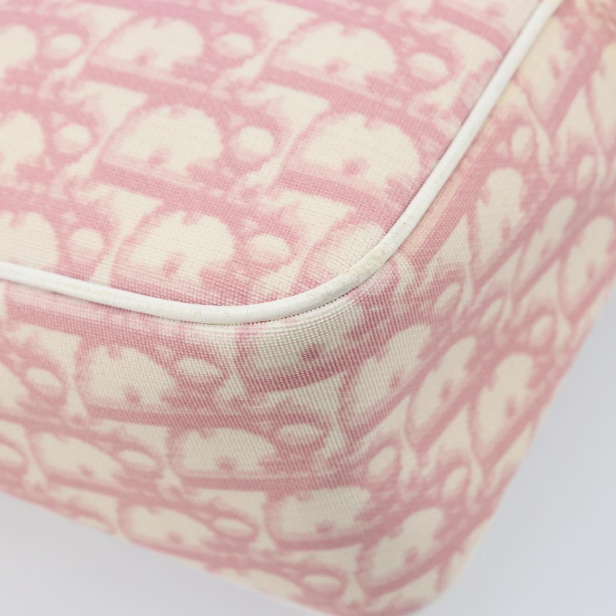 Christian Dior Trotter Canvas Shoulder Bag PVC Pink Silver Auth gh1960