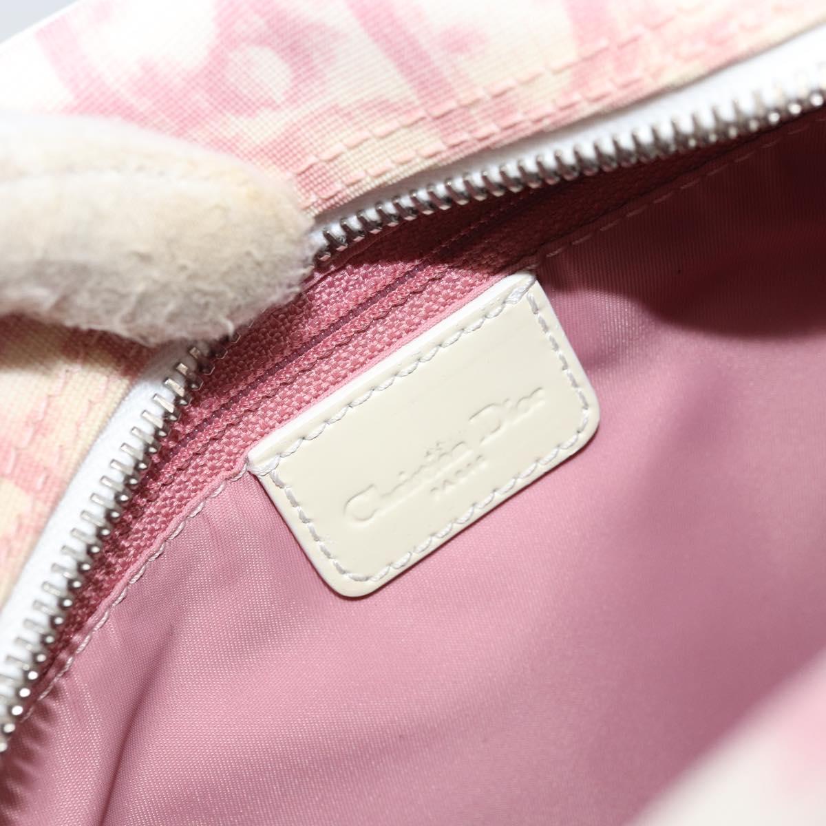 Christian Dior Trotter Canvas Shoulder Bag PVC Pink Silver Auth gh1960