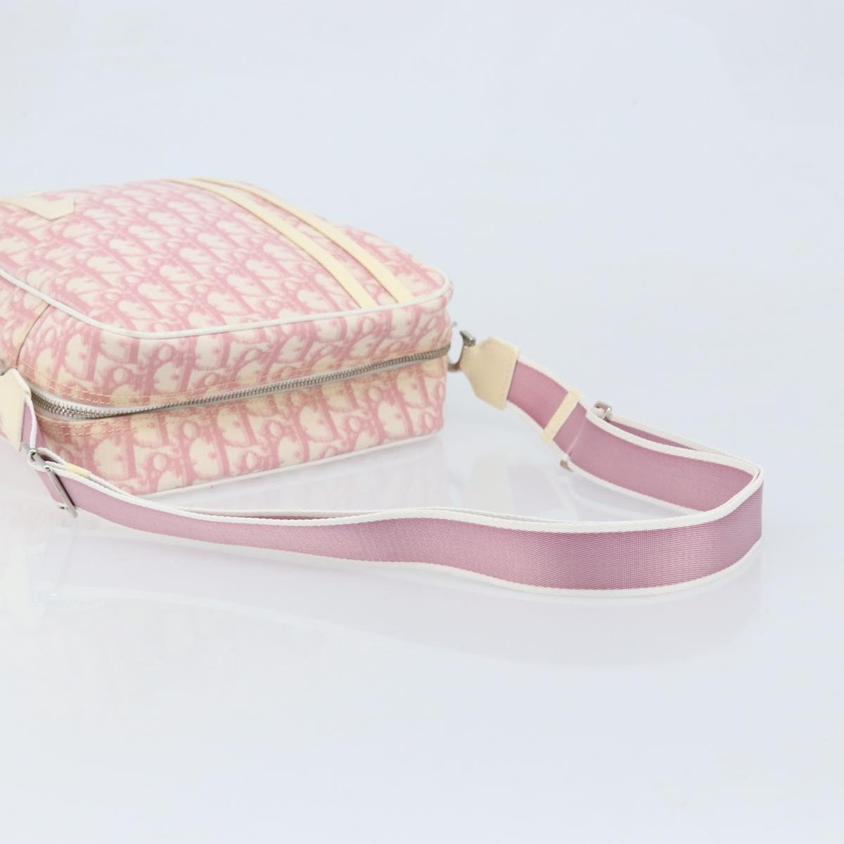 Christian Dior Trotter Canvas Shoulder Bag PVC Pink Silver Auth gh1960