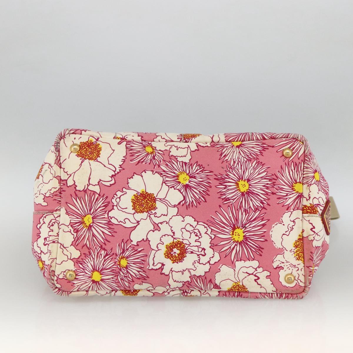 PRADA Canapa M Hand Bag Canvas 2way Pink Gold Auth gh1965