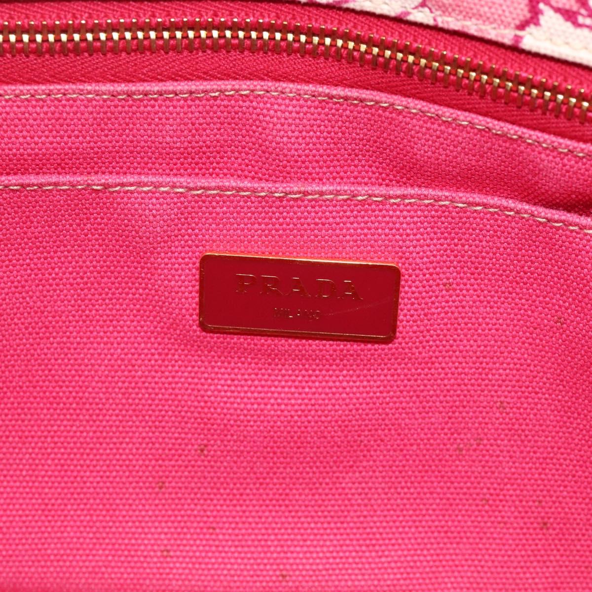 PRADA Canapa M Hand Bag Canvas 2way Pink Gold Auth gh1965