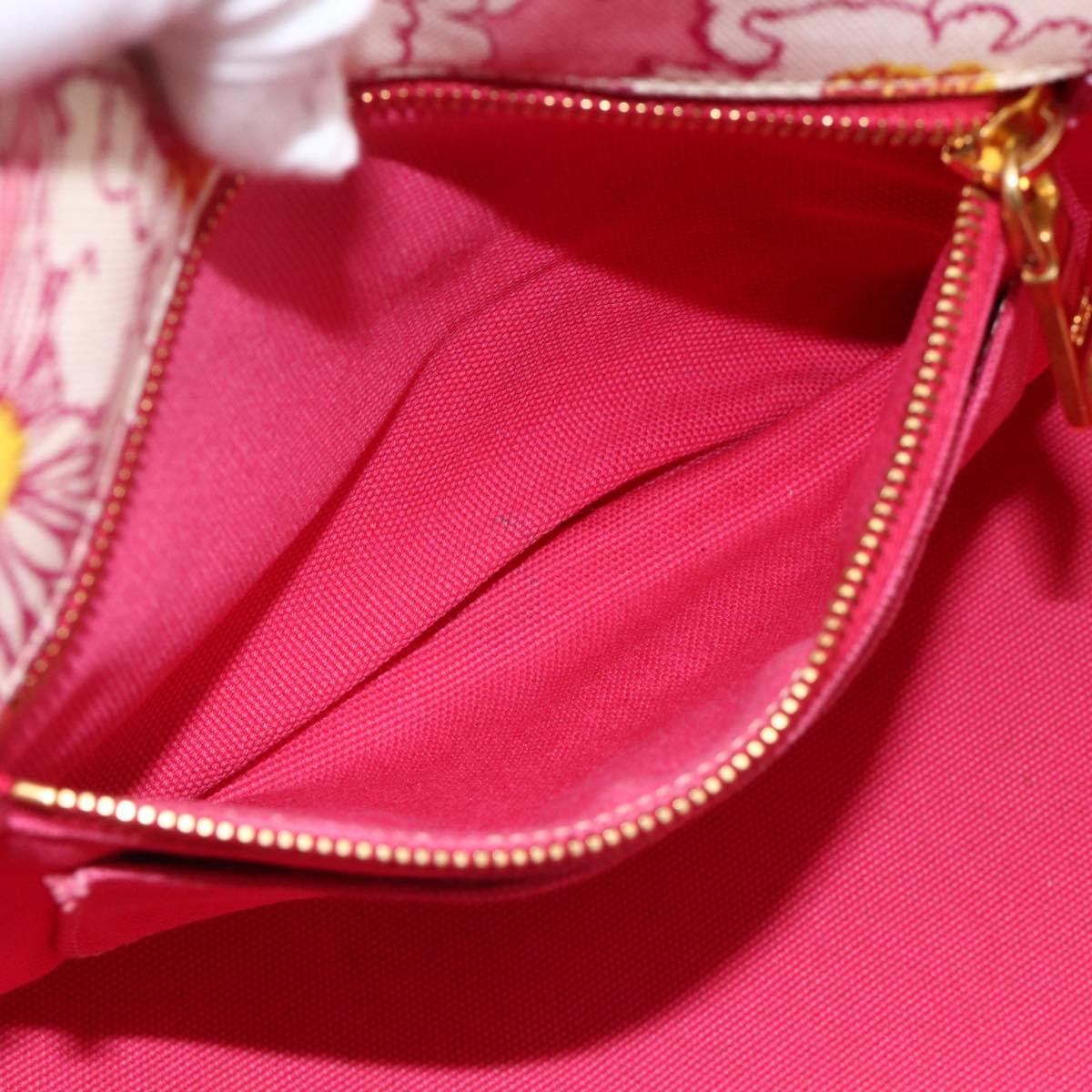 PRADA Canapa M Hand Bag Canvas 2way Pink Gold Auth gh1965