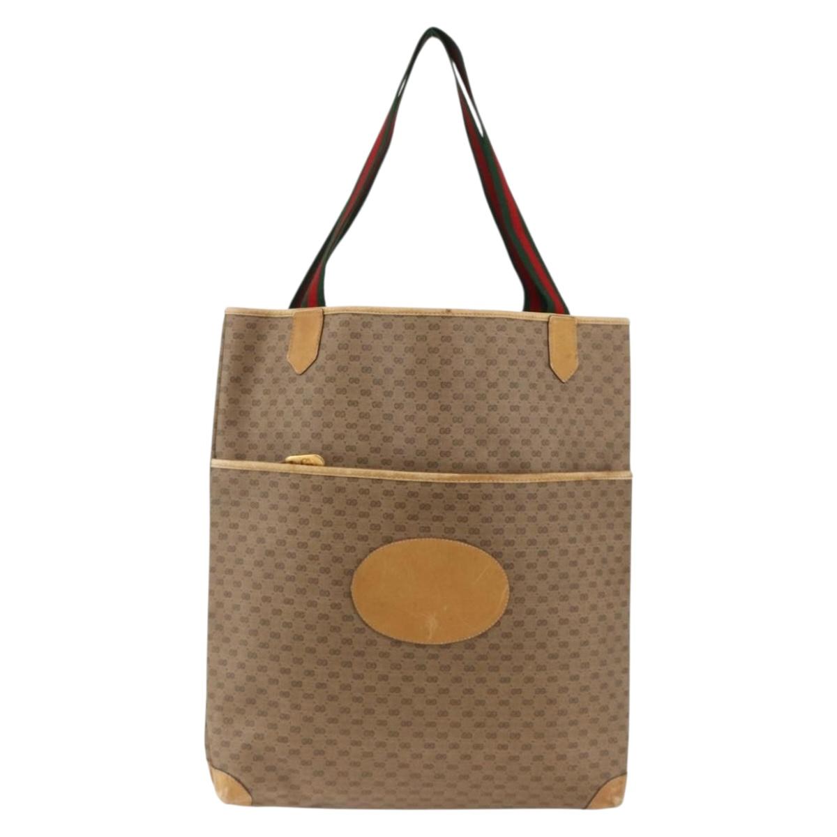 GUCCI Micro GG Supreme Web Sherry Line Bag PVC Beige 002 983 0054 Auth gh1966