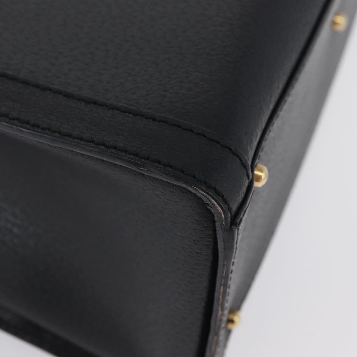 GUCCI Bamboo Tote Bag Leather Black Gold 002 1186 0260 Auth gh1967