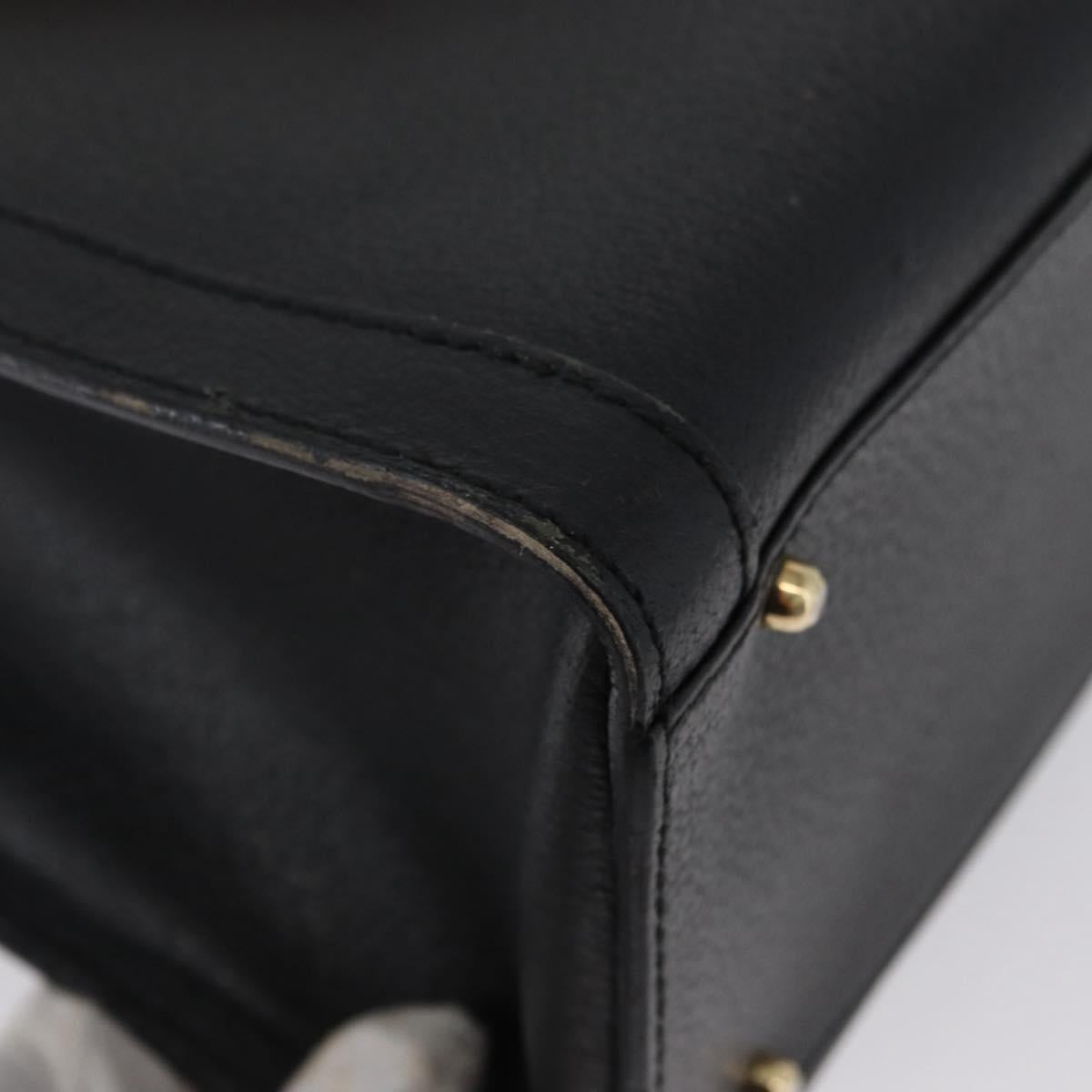 GUCCI Bamboo Tote Bag Leather Black Gold 002 1186 0260 Auth gh1967