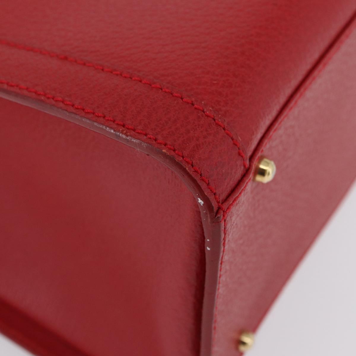 GUCCI Bamboo Hand Bag Leather Red Gold 002 0260 Auth gh1968