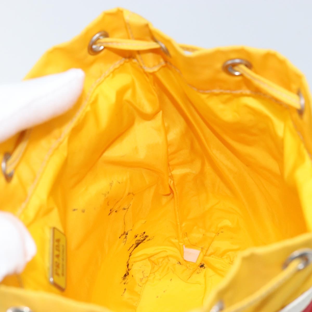 PRADA Pouch Nylon Yellow Silver Auth gh1970