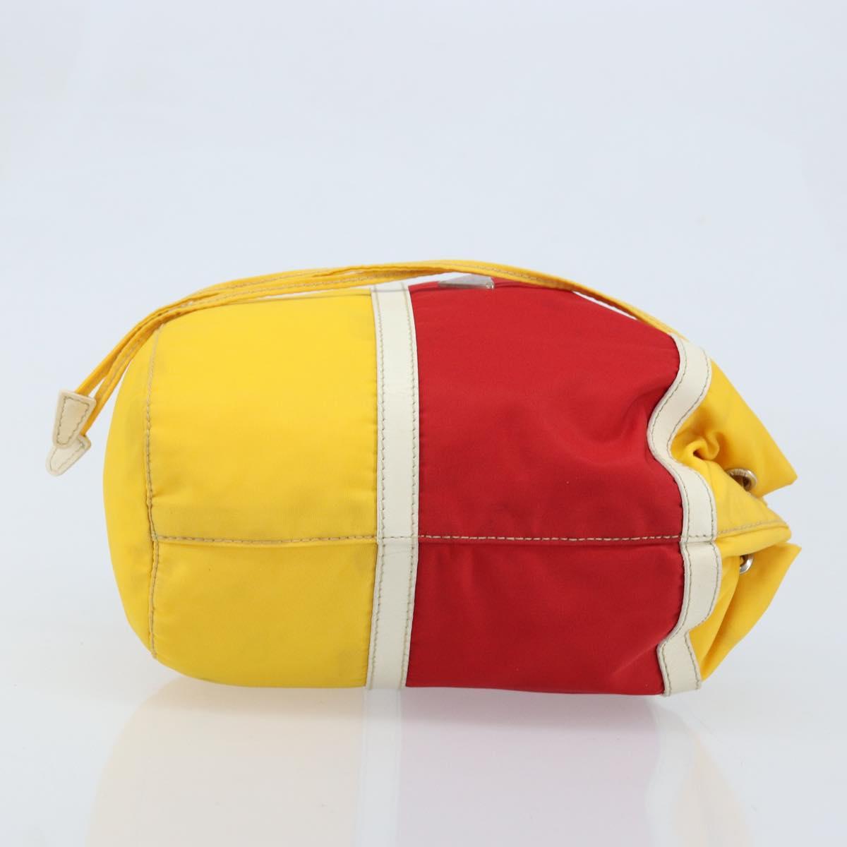 PRADA Pouch Nylon Yellow Silver Auth gh1970